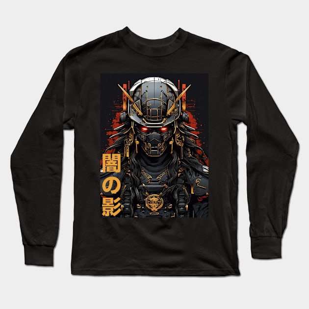 Dark Shadow Futuristic Samurai Long Sleeve T-Shirt by UB design